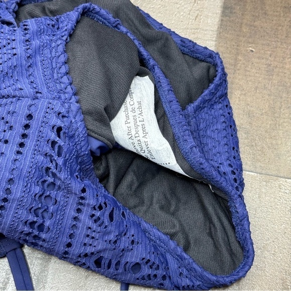 NWT Aqua Green High Neck Blue Crochet One Piece Swimsuit size Medium - Picture 14 of 16